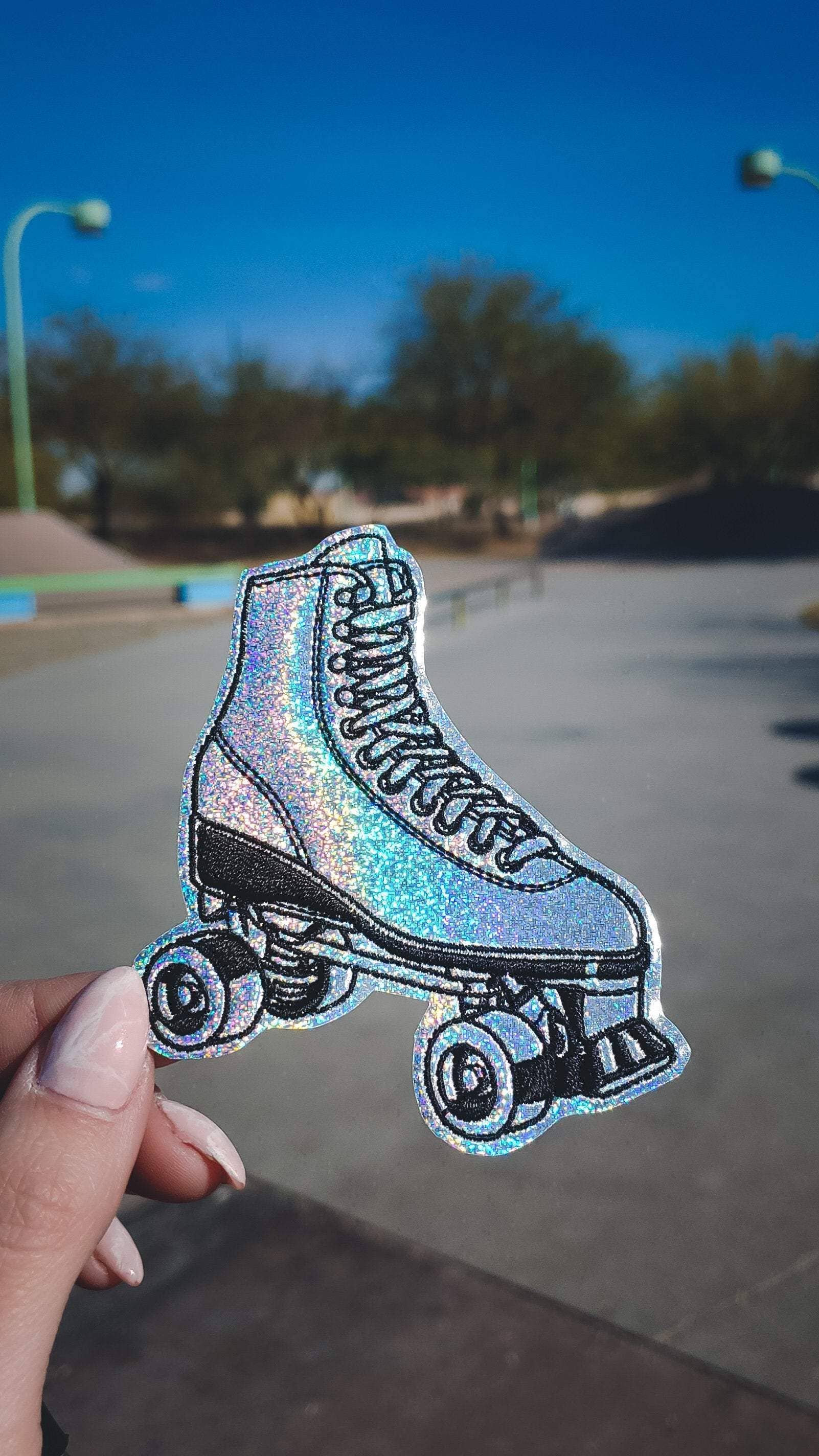 Project Pinup - Wholesale Patch - Holographic Glitter Quad Roller Skate Vinyl Patch1