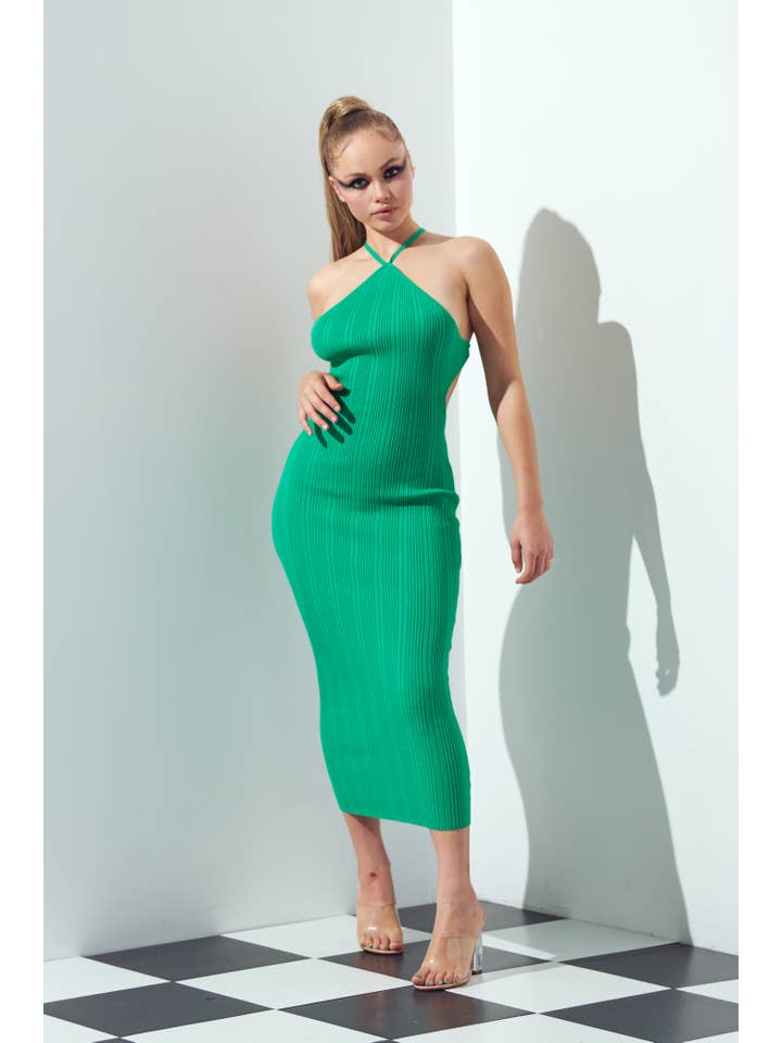 WFFS - Wholesale Dress - Women's - Halter Knit Midi Dress