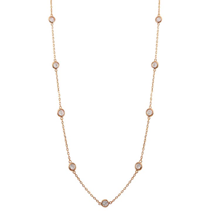 Rosenbelagt sterlingsølv CZ By Yard halskæde for engroshandel hos Dlux Jewels