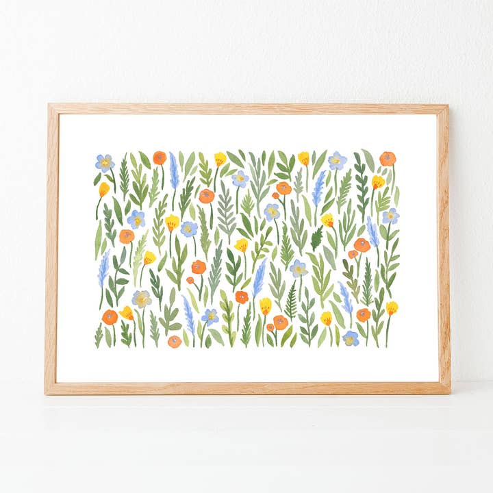 Garden Pattern: A5 / A4 Watercolour Floral Art Print for wholesale by Anna Lau Art