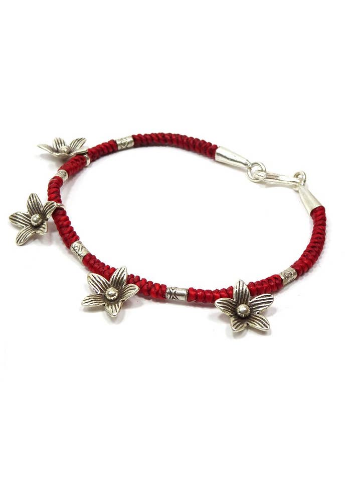 Vaxad bomull blomma armband för wholesale av Zig Zag Asian Collection