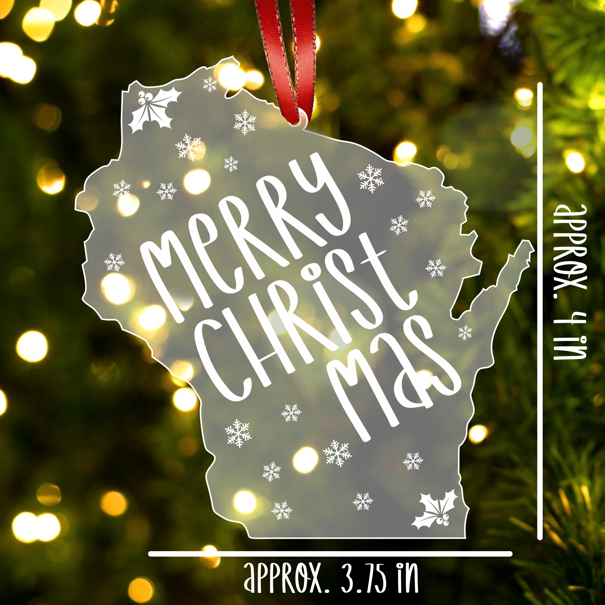 Blue Ridge Mountain Gifts - Wholesale Ornament - Wisconsin - Acrylic Ornament - Merry Christmas1