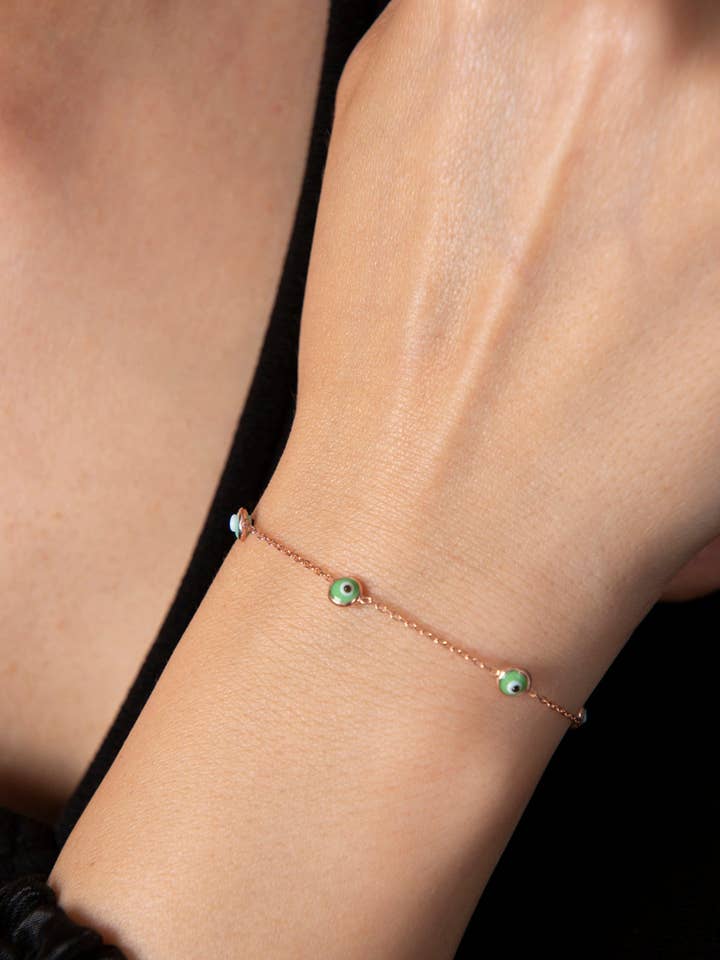 Wholesale Women's Evil Eye Model 925 Sterling Silver Bracelet for wholesale by Volenia Silver