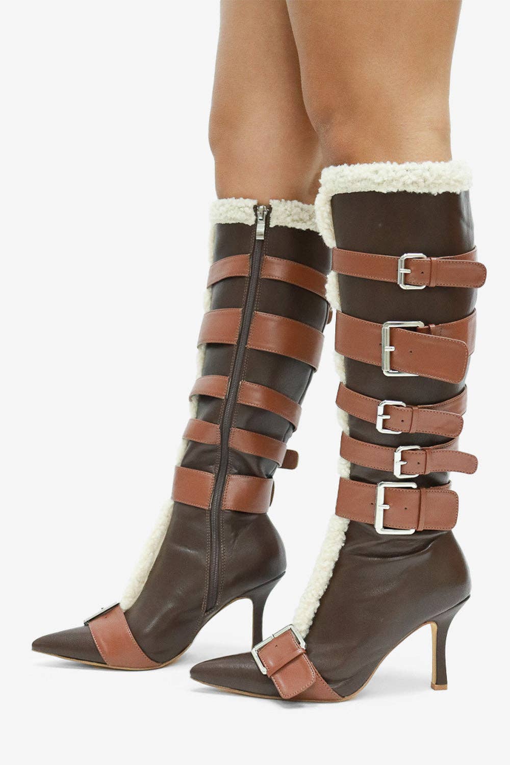 Lemonade Shoes - Wholesale Laarzen - Dames - INGRID- Kniehoge Laars, Zijgesp Buckledetail, Puntige Neus12