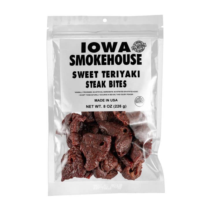 Bouchées de steak de 8 oz Teriyaki sucré ? (6/caisse) pour la vente par IOWA SMOKEHOUSE