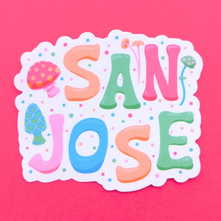 San Jose City Vinyl Sticker - Mushrooms Design | Bay Area for wholesale by Ham Eye Am