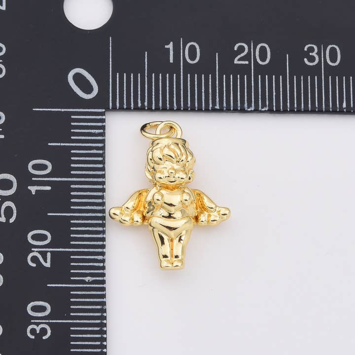 findings4uGem - Wholesale Pendant/charm necklace - Gold Filled Cupid Angel Baby Cherub Charm Pendant, CP22101