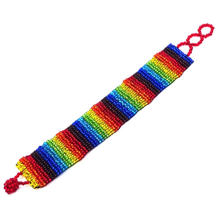 Pichincha - Wholesale Beaded Bracelet - Guatemalan Rainbow Seed Bead Wide Strap Bracelet