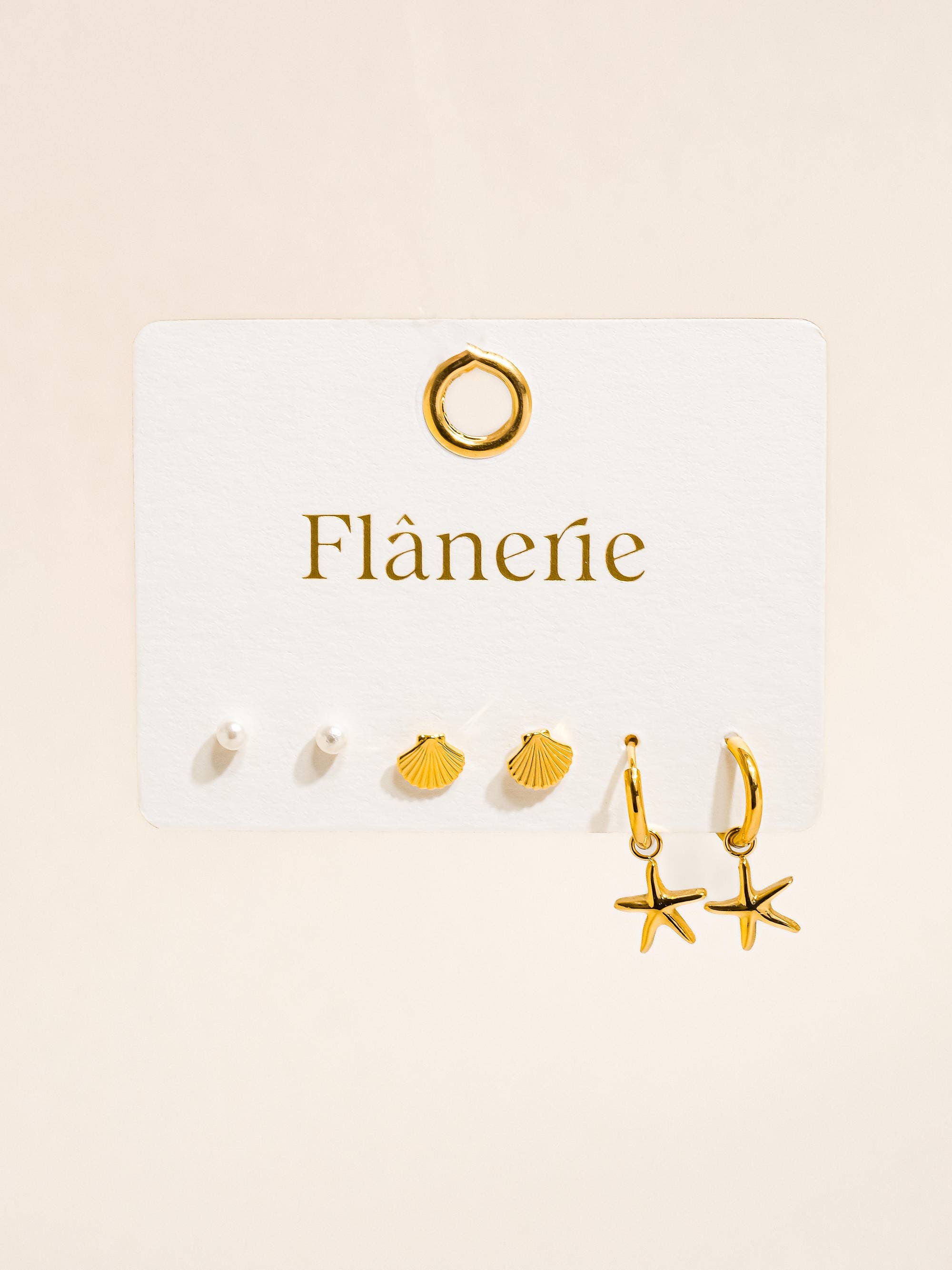 Cécile 18K Gold Non-Tarnish Star, Shell, Pearl Earring for wholesale on Faire1