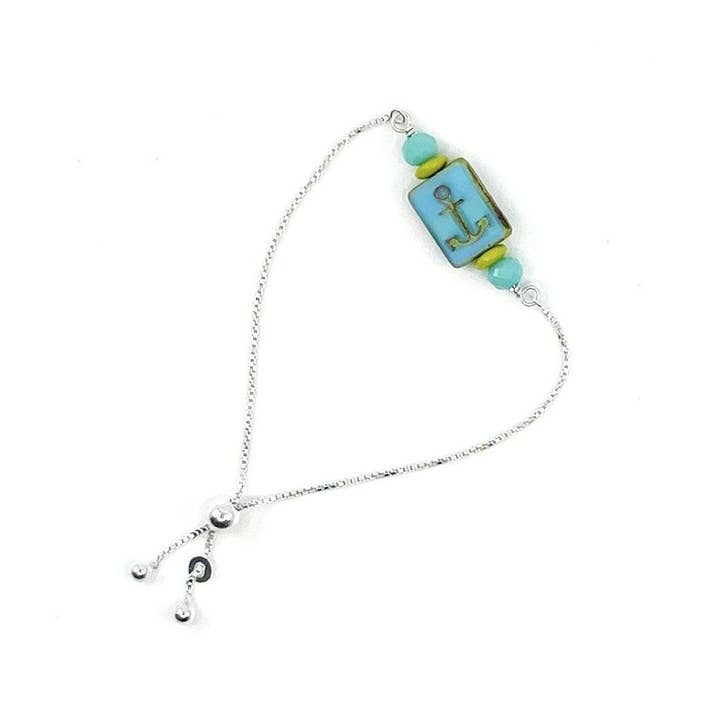 Pulsera Slide Ancla Celeste para venta al por mayor de Stefanie Wolf Designs