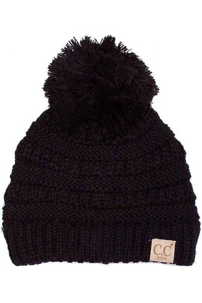 Hana - Wholesale Beanie - Kids - C.C Kids Solid Knit Pom Beanie1
