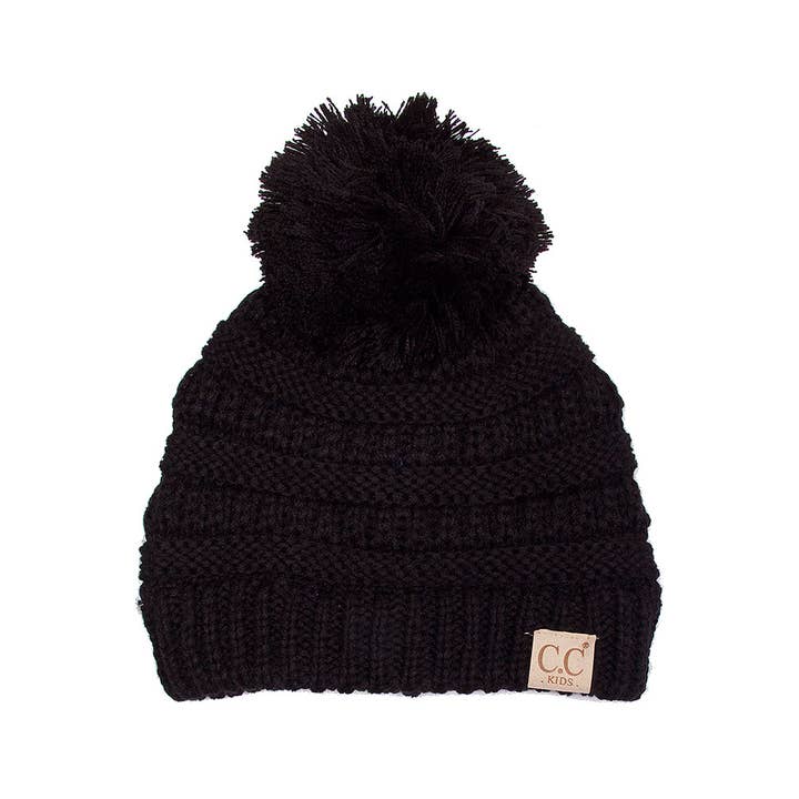 Hana - Wholesale Beanie - Kids - C.C Kids Solid Knit Pom Beanie1
