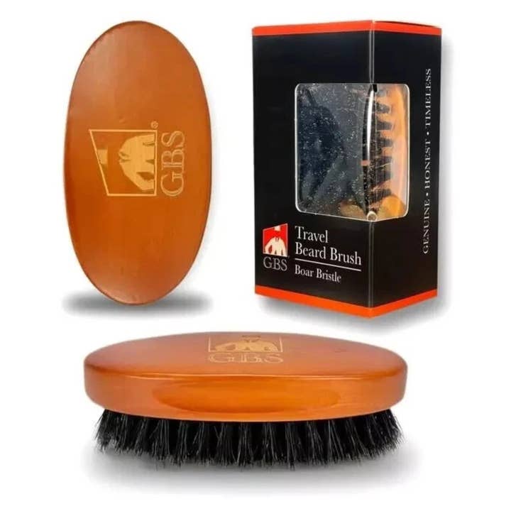 G.B.S Resestorlek 100% vildsvinsborst skäggborste för wholesale av GENTS FINE GROOMING PRODUCTS