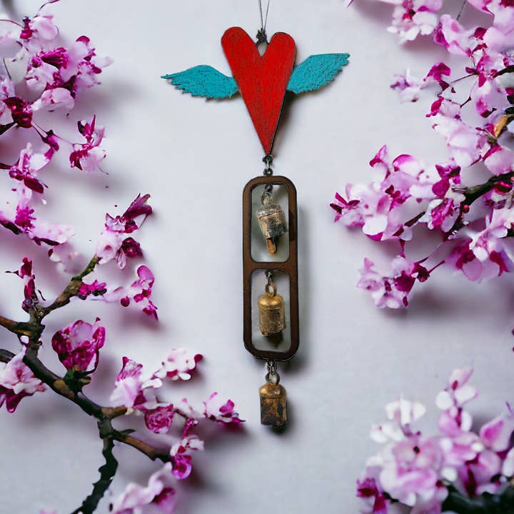 Whimsies - Wholesale Wind Chime - Heart wind chime garden nana bells cute gift celestial patio