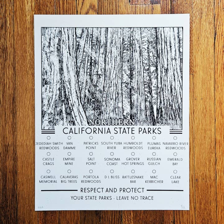 Northern California State Parks - Hand-pulled Screen Print for wholesale by BC Print Media