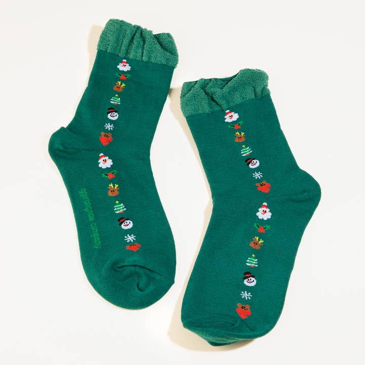 Green Christmas Pattern Socks for wholesale by Collections by Fame Accessories