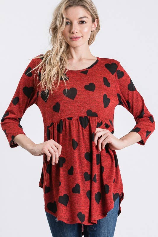 HEIMISH - Wholesale Tunic - Women's - ST1338-42 VALENTINE HEART BABYDOLL TOP6