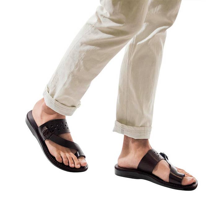 Ezra - Leather Cut Out Sandal | Brown for wholesale on Faire