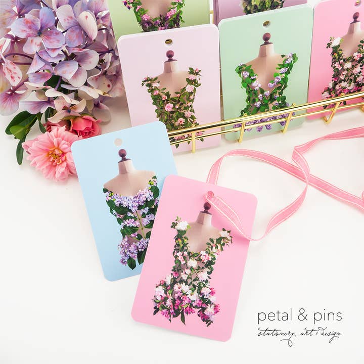 petal & pins - Wholesale Gift tag - Rose & Beauty Bush Bodice Gift Tag | Floral Fashion Gift Tag1