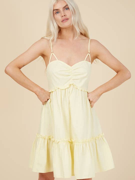 Smør Gul Bomuld Poplin Differentieret Strappy Holiday for engroshandel hos Pretty Darling