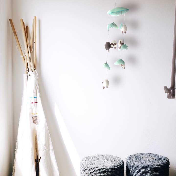 Global Crafts - Wholesale Baby Mobile - Blue Counting Sheep Baby Nursery Felt Mobile1