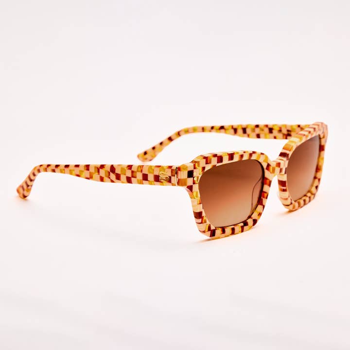 SARDINE - Wholesale Sunglasses – Women's - SARDINE - Demi - Toasted Moxie Checkered Square Sunglasses2