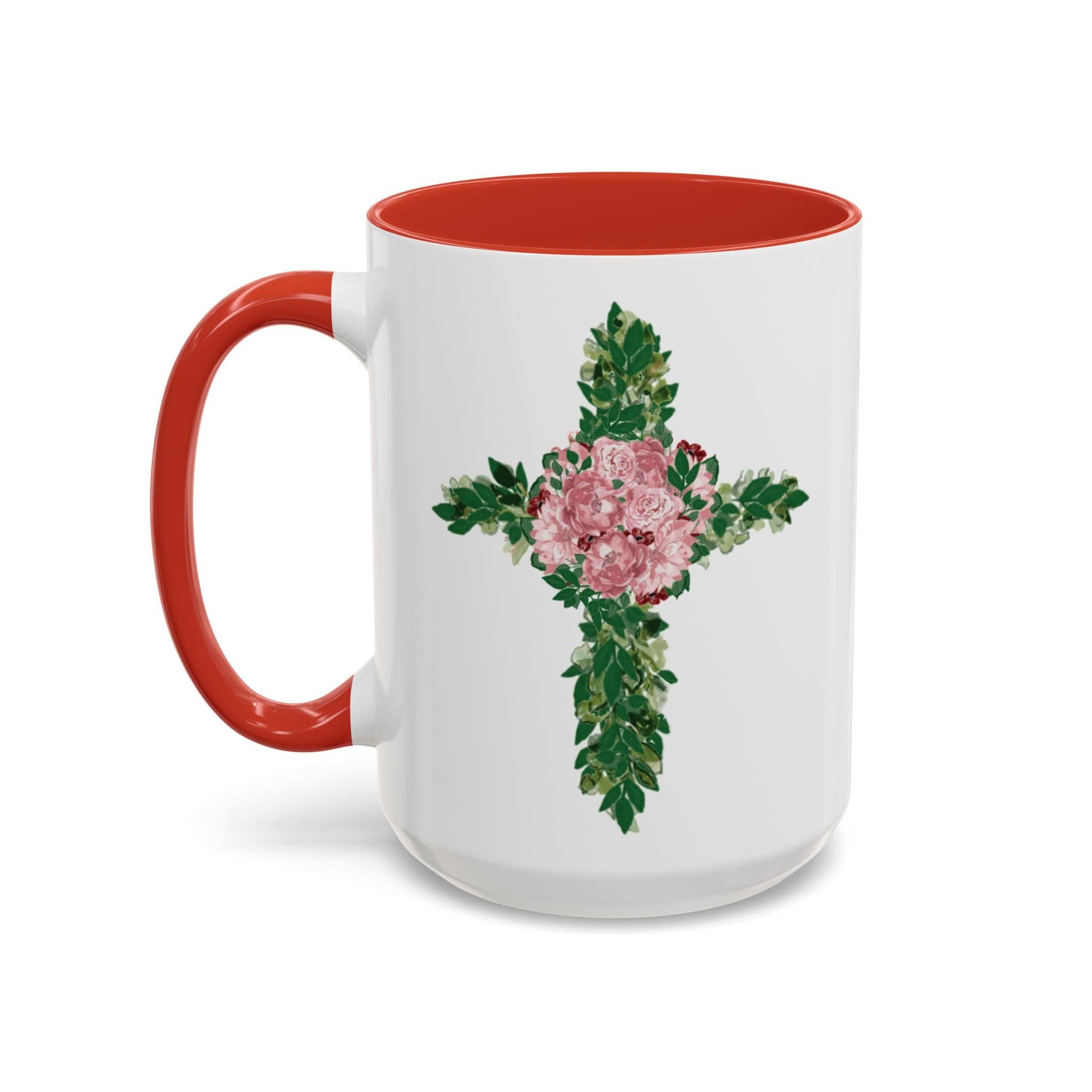 Blue Cava - Wholesale Coffee Mug - Floral Cross Two Tone  Coffee Mugs, 11 oz. 7