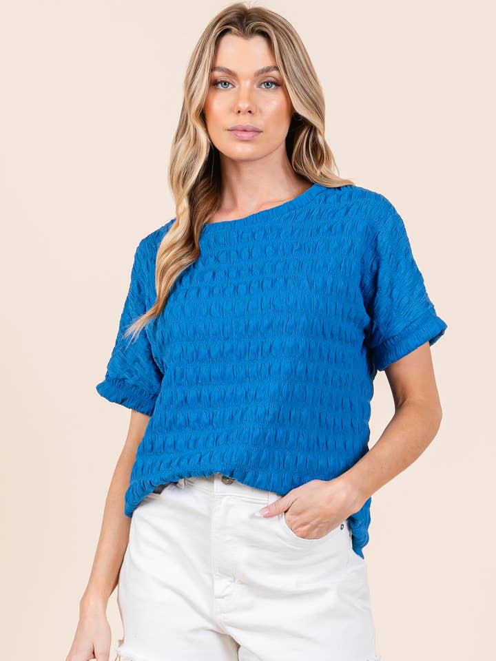 TA2231 Textured Short Sleeve Top for wholesale by BOMBOM