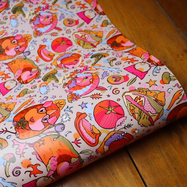 Freya Niamh - Wholesale Flat wrap - Beige Guinea Pig Quirky Wrapping Paper- Luxury Glossy Gift1