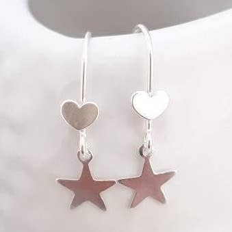 Sterling zilveren oorbellen met hart en ster voor wholesale door Sophellie Jewellery