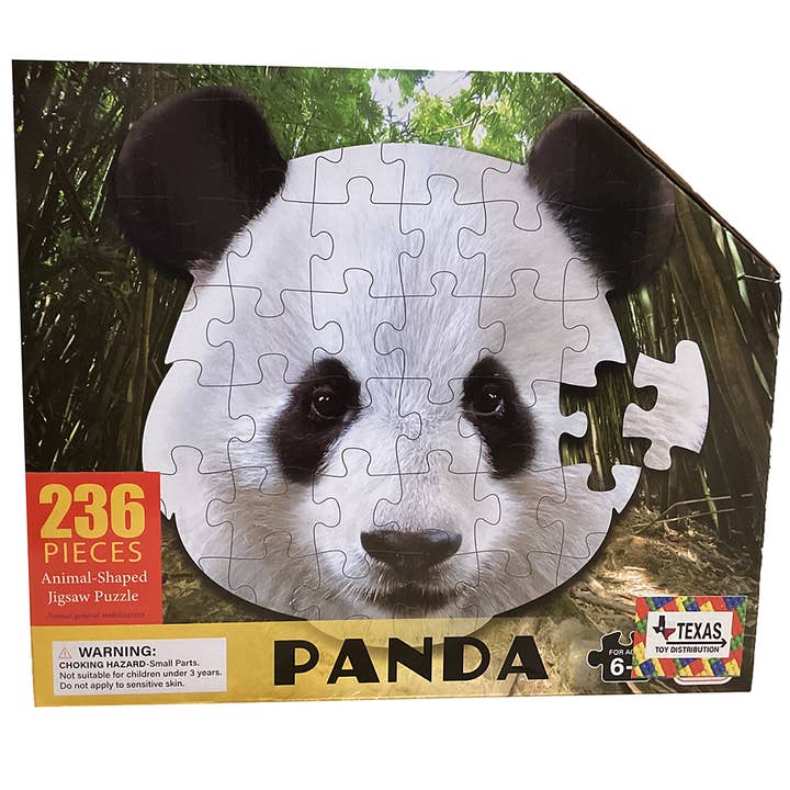Puzle de cartón con forma de panda con forma de animal (236 piezas) para venta al por mayor de Texas Toy Distribution