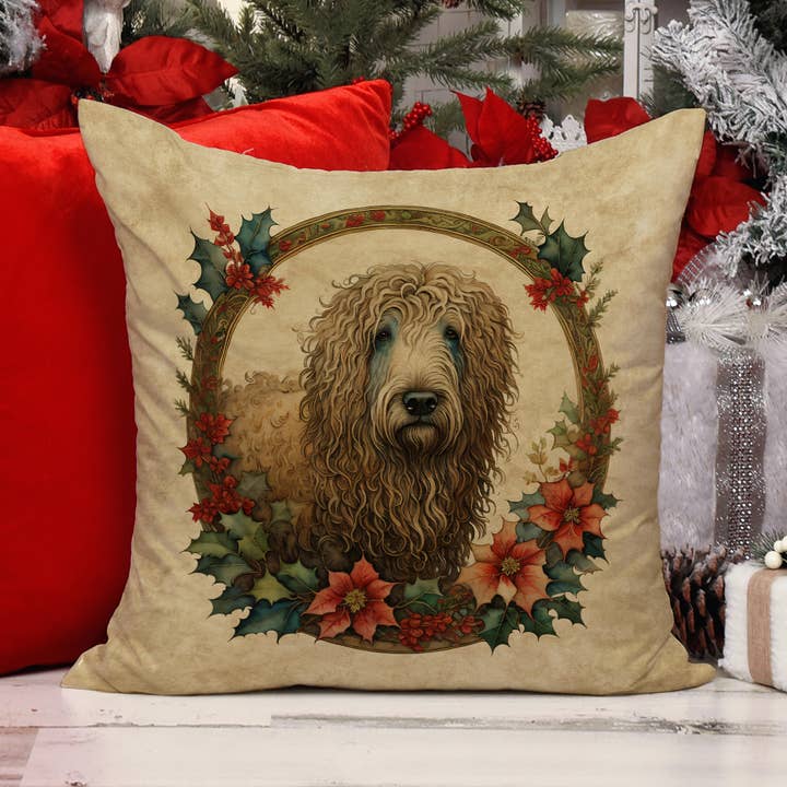 Komondor Juleblomster Pude 18x18 DAC2384 for engroshandel hos Caroline's Treasures