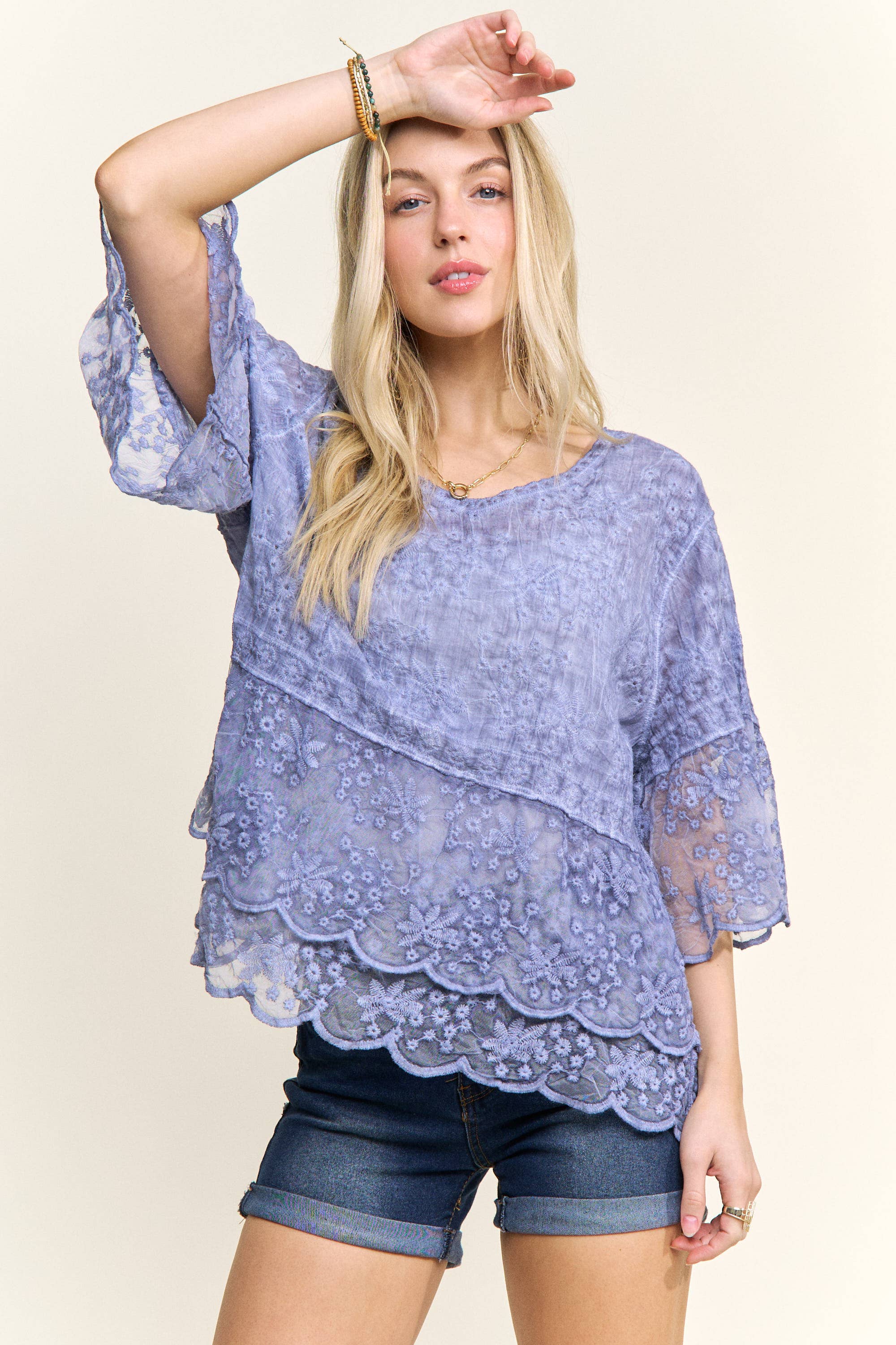 ADORA LA – wholesale Blouse – Women’s – CET3907 - 3/4 BELL SLEEVES LACE BLOUSE21