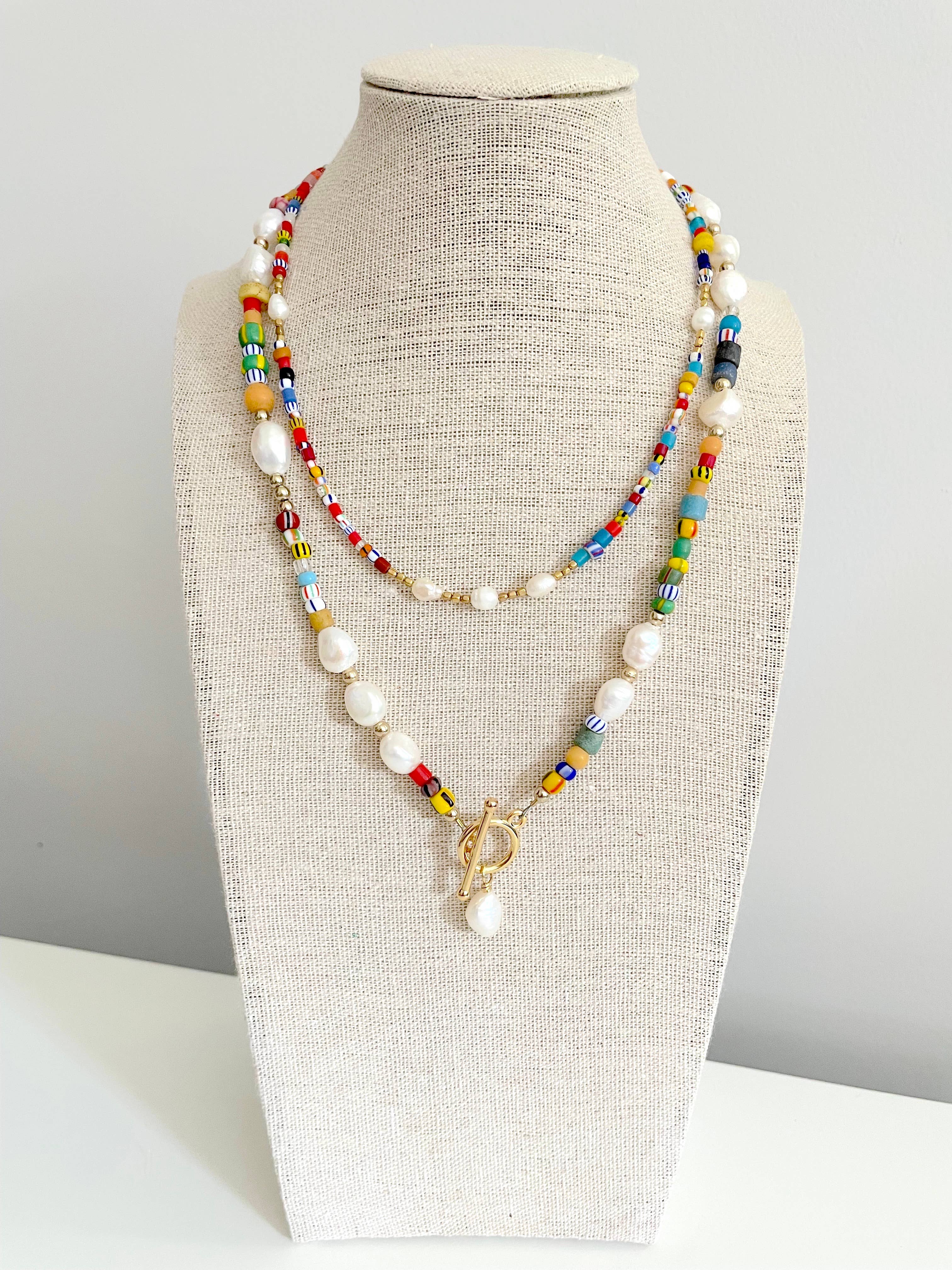 XTRA by Stacey - Wholesale Beaded/pearl necklace - The Daina Necklace - Colorful Freshwater Pearl Front Clasp7