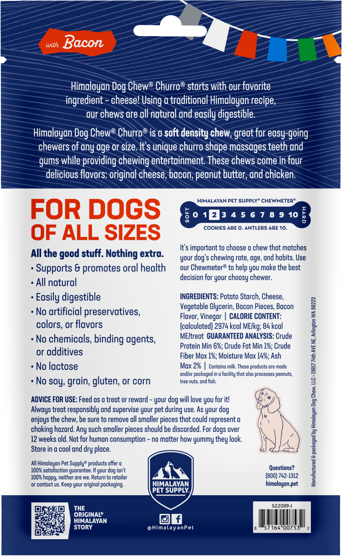 Himalayan Pet Supply - Vente Friandises – chien - Churro- Bacon1