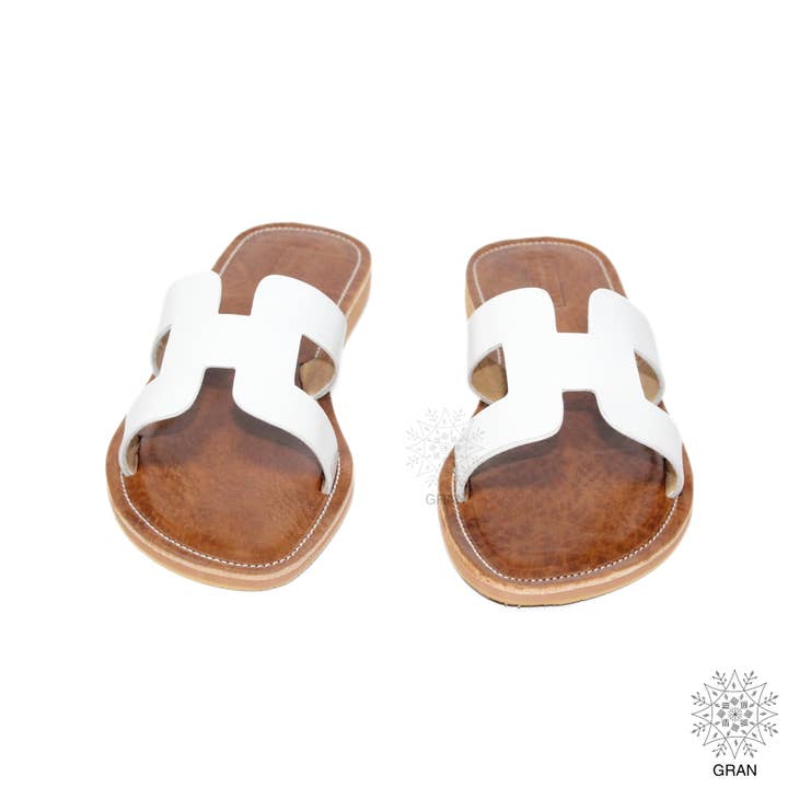 Gran Wholesale - Wholesale Sandals - Women's - White Leather Sandals, Comfortable Summer Slides, Footwear.13