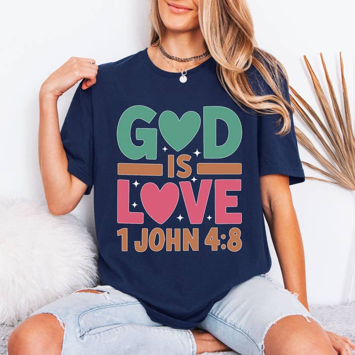 God Is Love | 1 John 4:8 Scripture Tee for wholesale by Optime Plus LLC