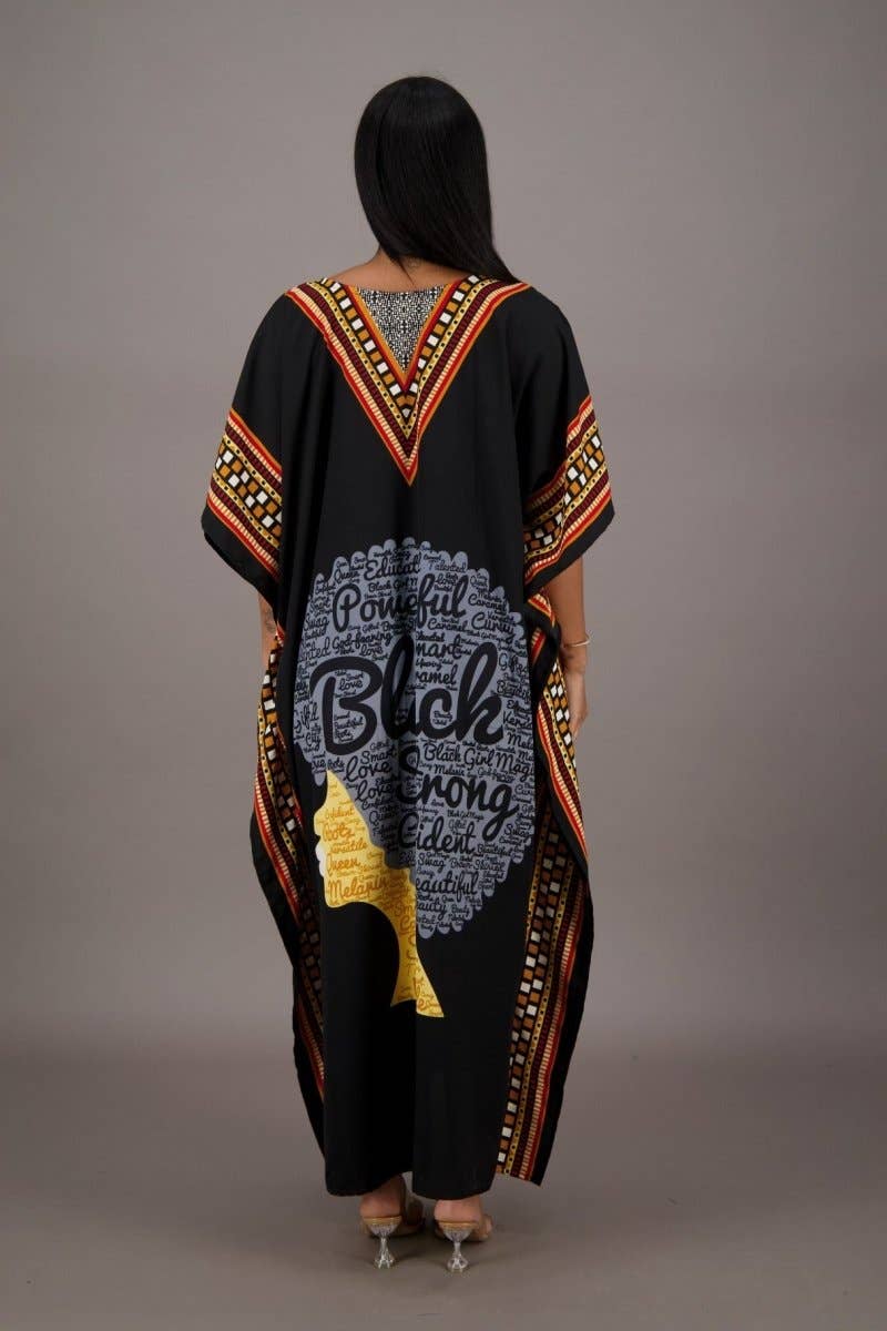 Single Color Dashiki Border Print Kaftan KAF-42203 for wholesale on Faire2