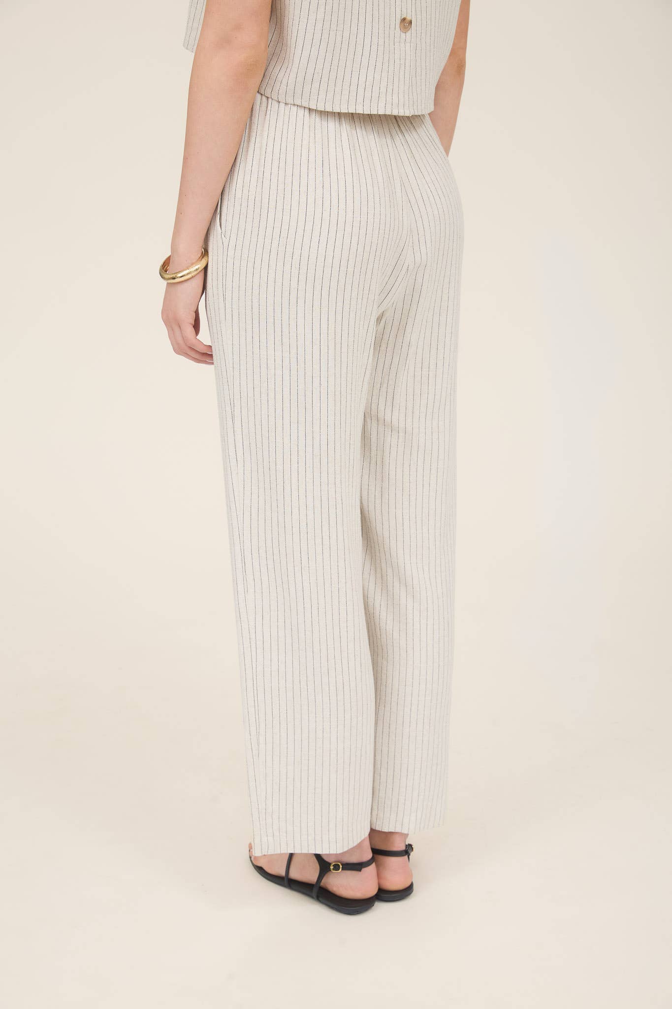 MINE - Wholesale Pants - Women's - PINSTRIPE DRAWSTRING STRAIGHT LEG LINEN PANTS5