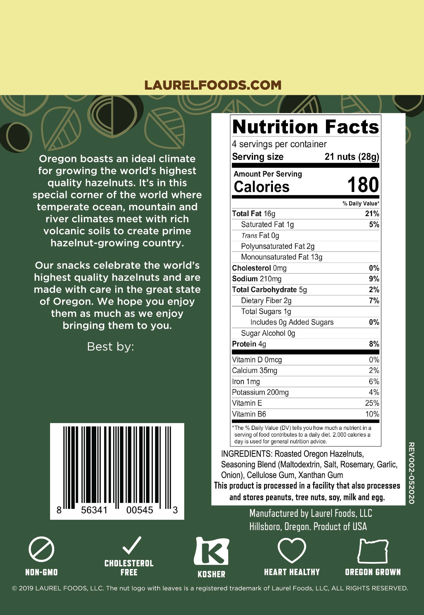 Laurel Foods – Engroshandel Nødder – Hasselnød Kerner, Rosmarin Hvidløg, 4 oz SUP1