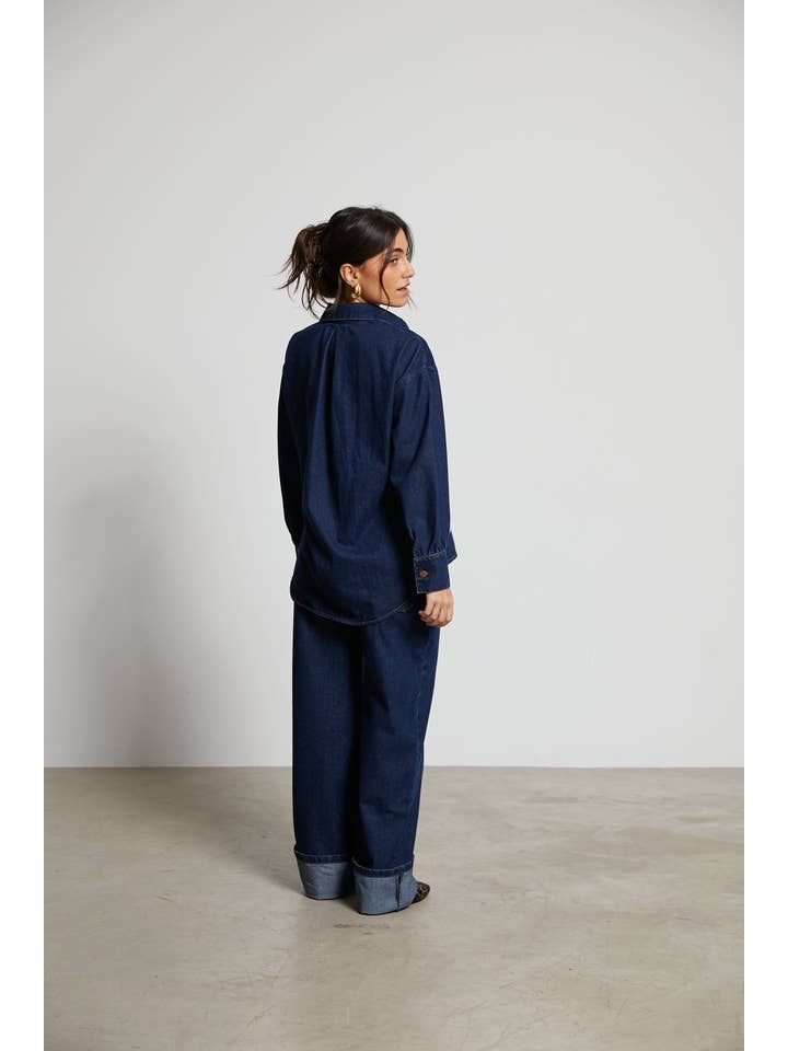 MEYME - Venta al por mayor Camisa con botones - Mujer - Camisa Denim cruzada Romy