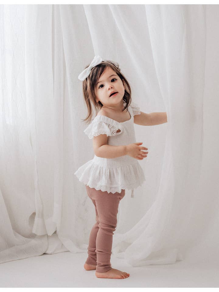 Karibou Kids - Venta al por mayor Camiseta - Niños - Top Peplum de muselina con alas Bella - Blanco