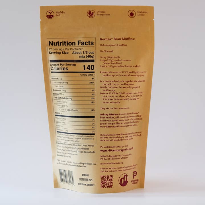 40 Century Grain - Wholesale Muffin mix - Kernza® bran muffin mix with chocolate chips1