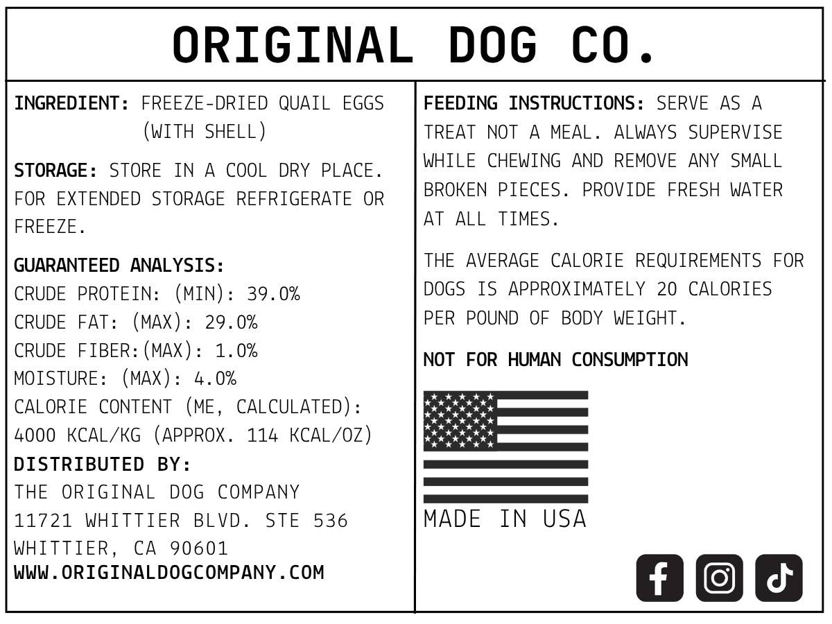 The Original Dog Company - Wholesale Pet Treats - Dog - Freeze-Dried Whole Quail Eggs- Dozen 1