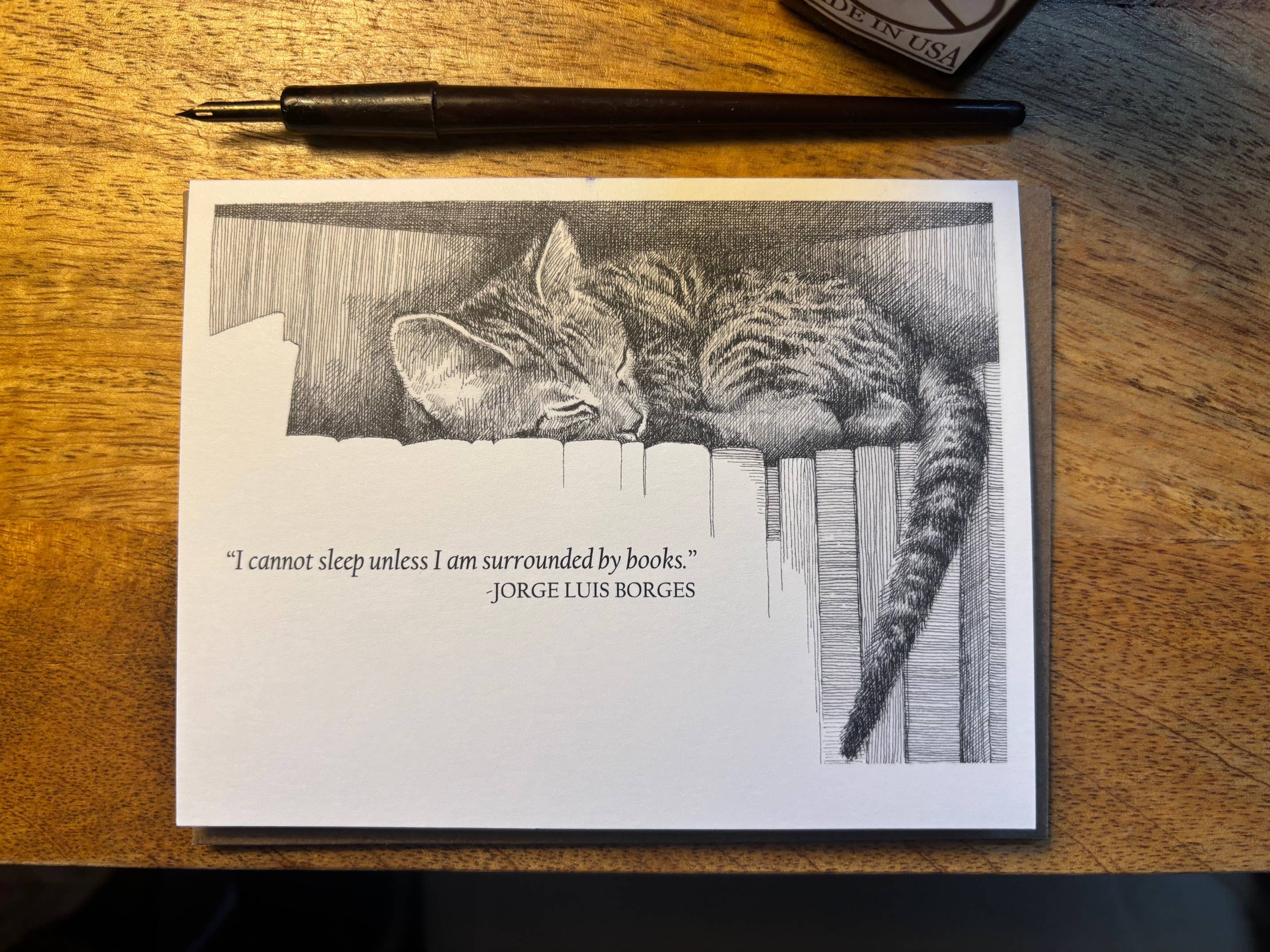 Karen Ritz Cards - Wholesale Everyday Greeting Card - Books & Beasts Cat Book Fun Notecard1