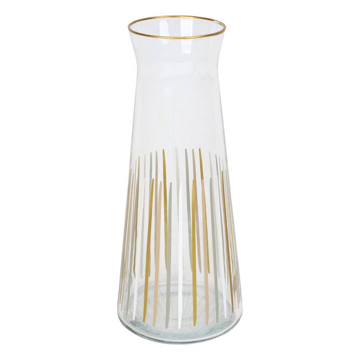 White & Gold Striped Glass Carafe | 25cm | Christmas | for wholesale by Talking Tables UK
