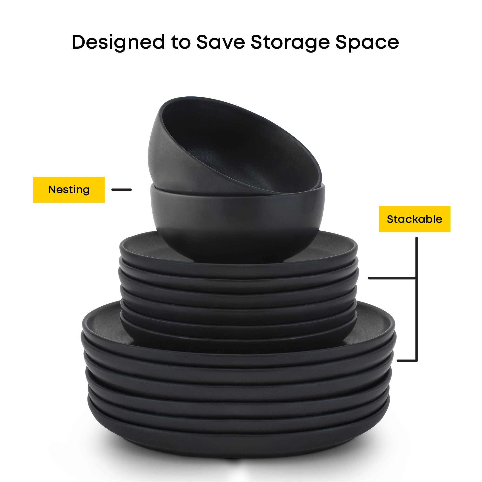 JoyJolt - Wholesale Borden - JoyJolt Mesa 6-delige saladeborden van steengoed, set van 8”6