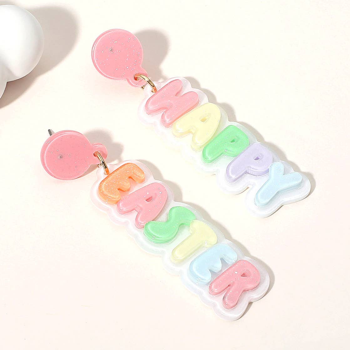 Sensibling Corp. – wholesale Dangle earrings – HAPPY EASTER Resin Message Dangle Earrings0