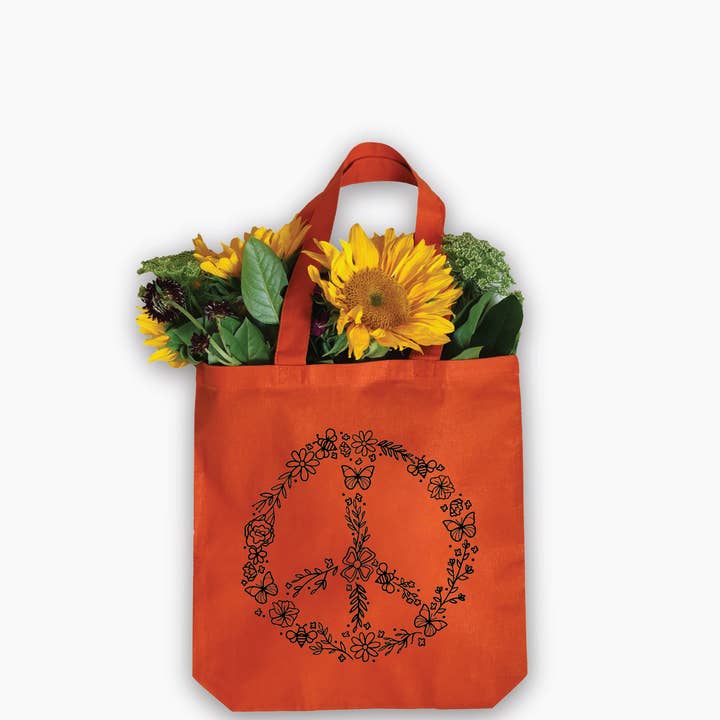 Nature Supply Co - Wholesale Tote Bag - Women's - Pollinator Peace Sign Eco Friendly Canvas Tote Bag | Reusable Bag | Gift