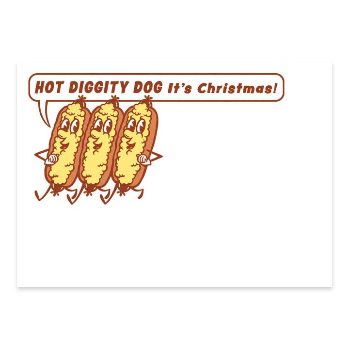Hot Diggity Dog It's Christmas Mini Card - Set of 10 for wholesale by Frog & Toad Press